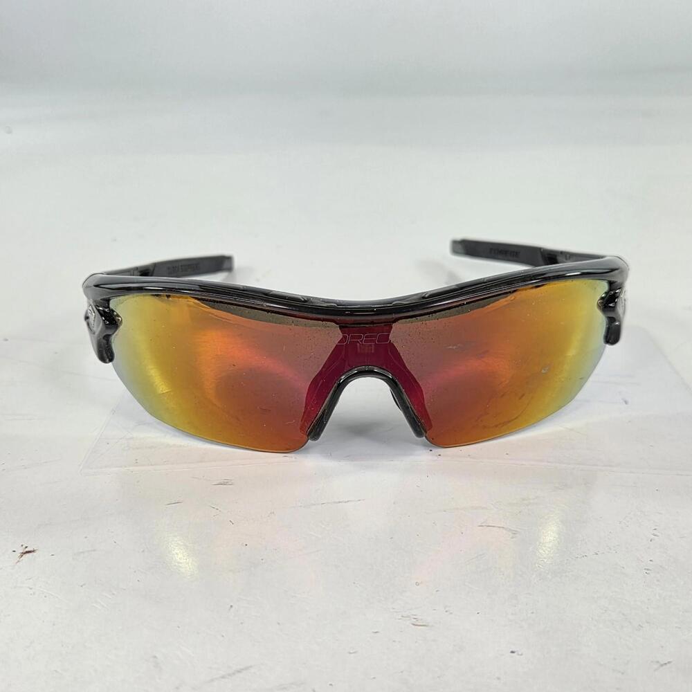 Torege Cycling Sunglasses Black Red Mirror Shield Case Wrap HalfRim - Picture 2 of 9